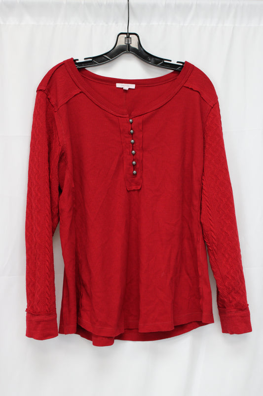 Maurice’s Long Sleeve Metal Button Shirt, Red, Women’s XXL