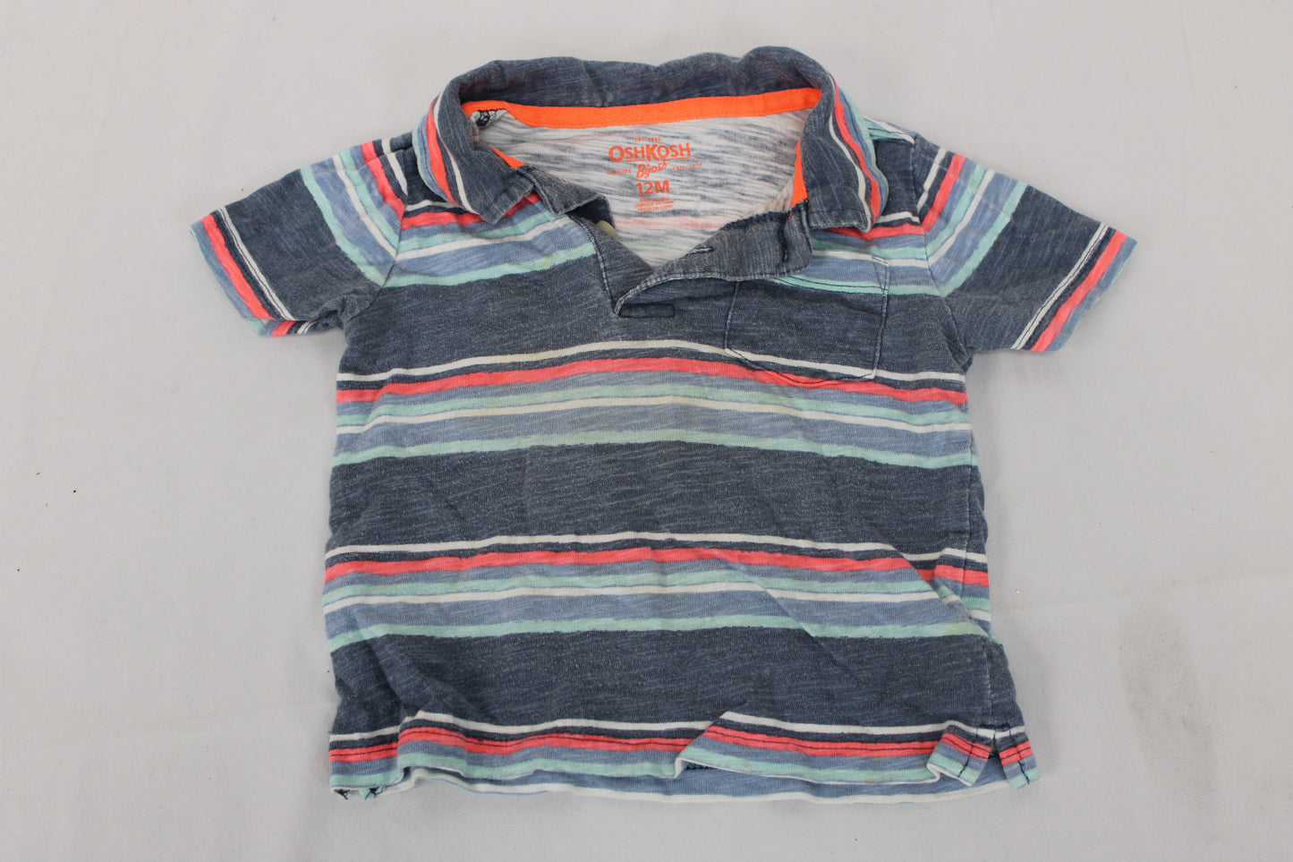 OshKosh Striped Polo, Blue/Orange, Infants 12M