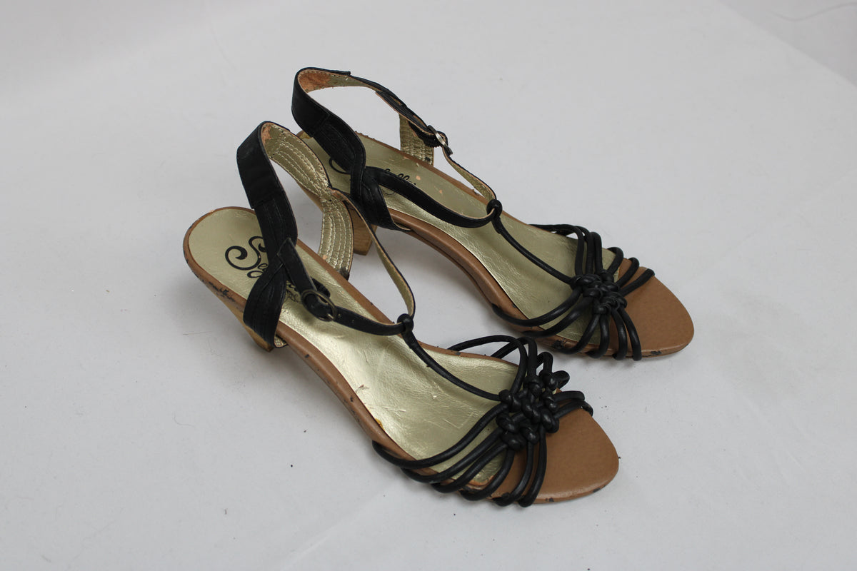 Seychelles Open Toe Strappy Heels, Black, Women’s 9