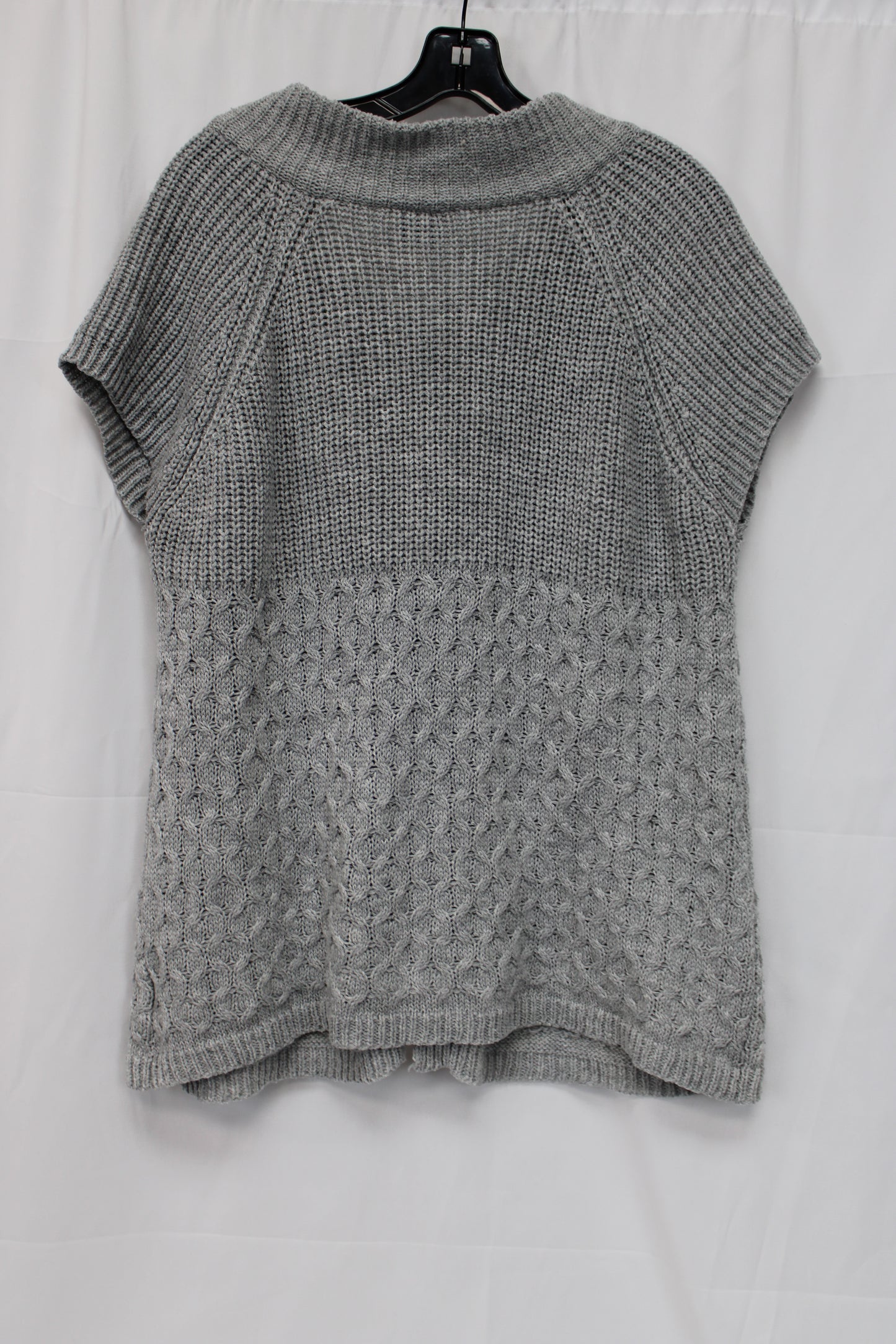 Faded Glory Short Sleeve Button Up Sweater, Gray, Women’s XXL