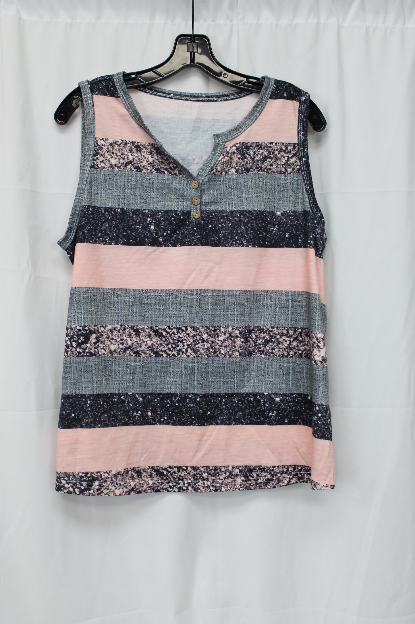 SHIEN Stripped Tank Top, Gray/Pink, Women’s XL