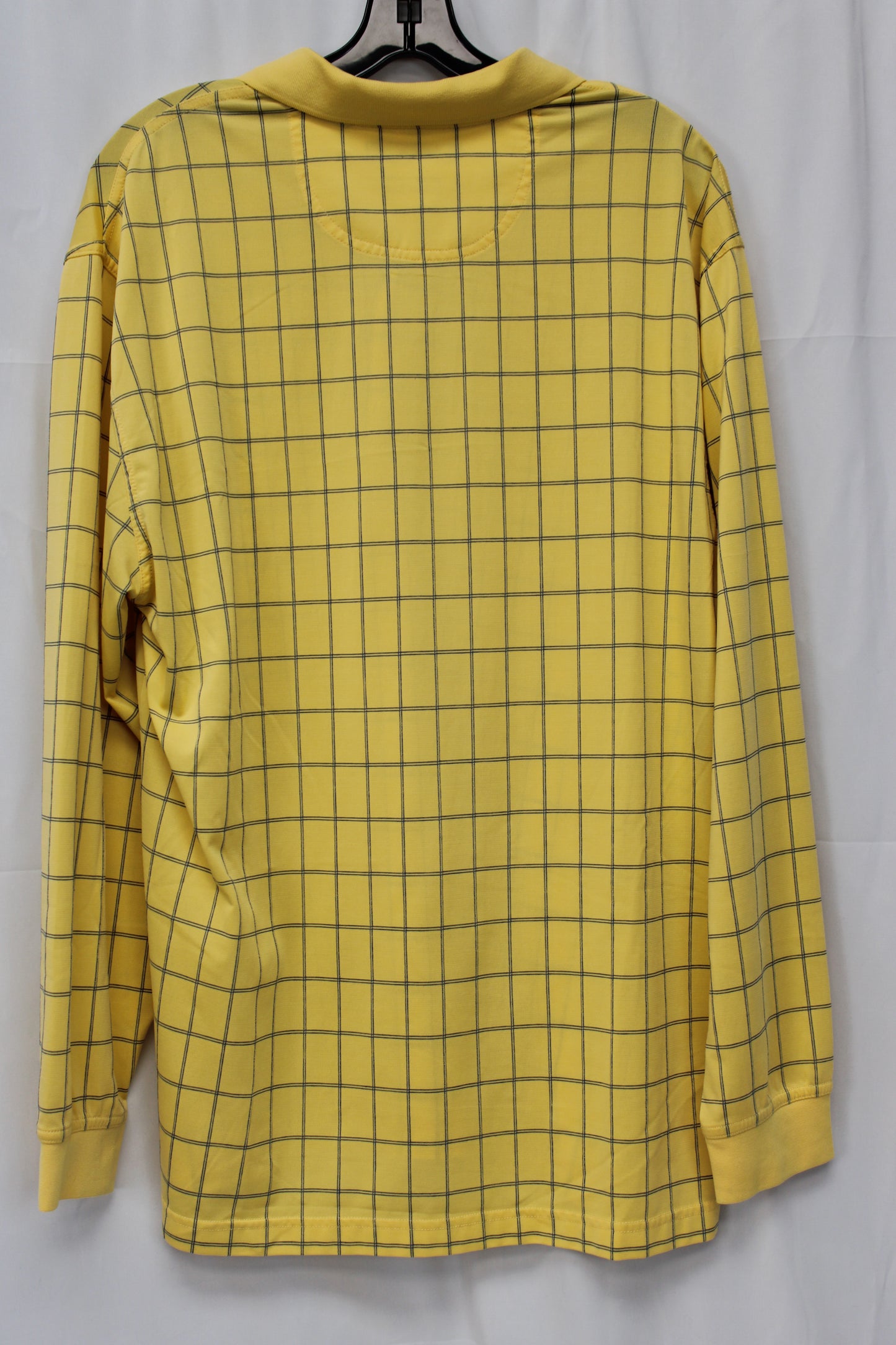 Oxford Golf Super Dry Cool Max Long Sleeve Plaid Shirt, Yellow, Men’s L