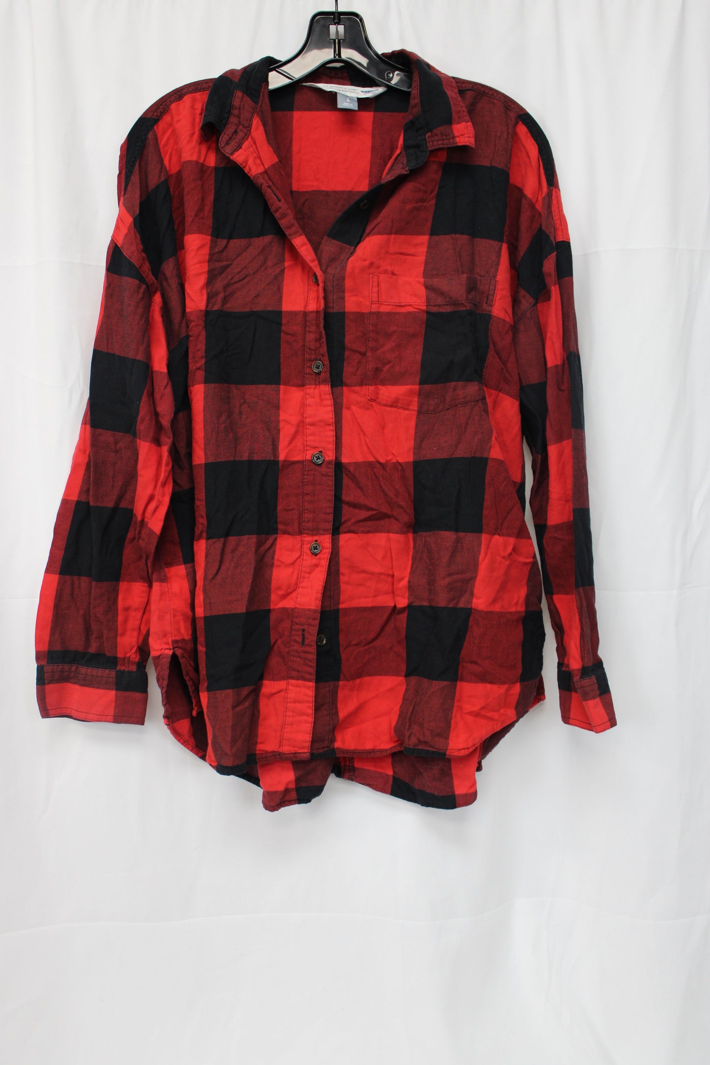 Old Navy The Boyfriend Shirt, Red/Black, Women’s L