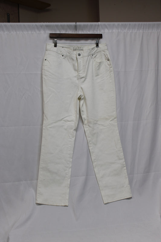 Basic Editions Straight Leg Pants, White, Women’s 10