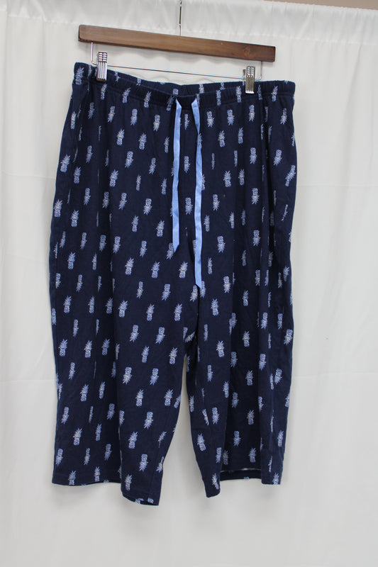 Croft & Barrow Pineapple Capri Pajama Pants, Blue, Women’s XL