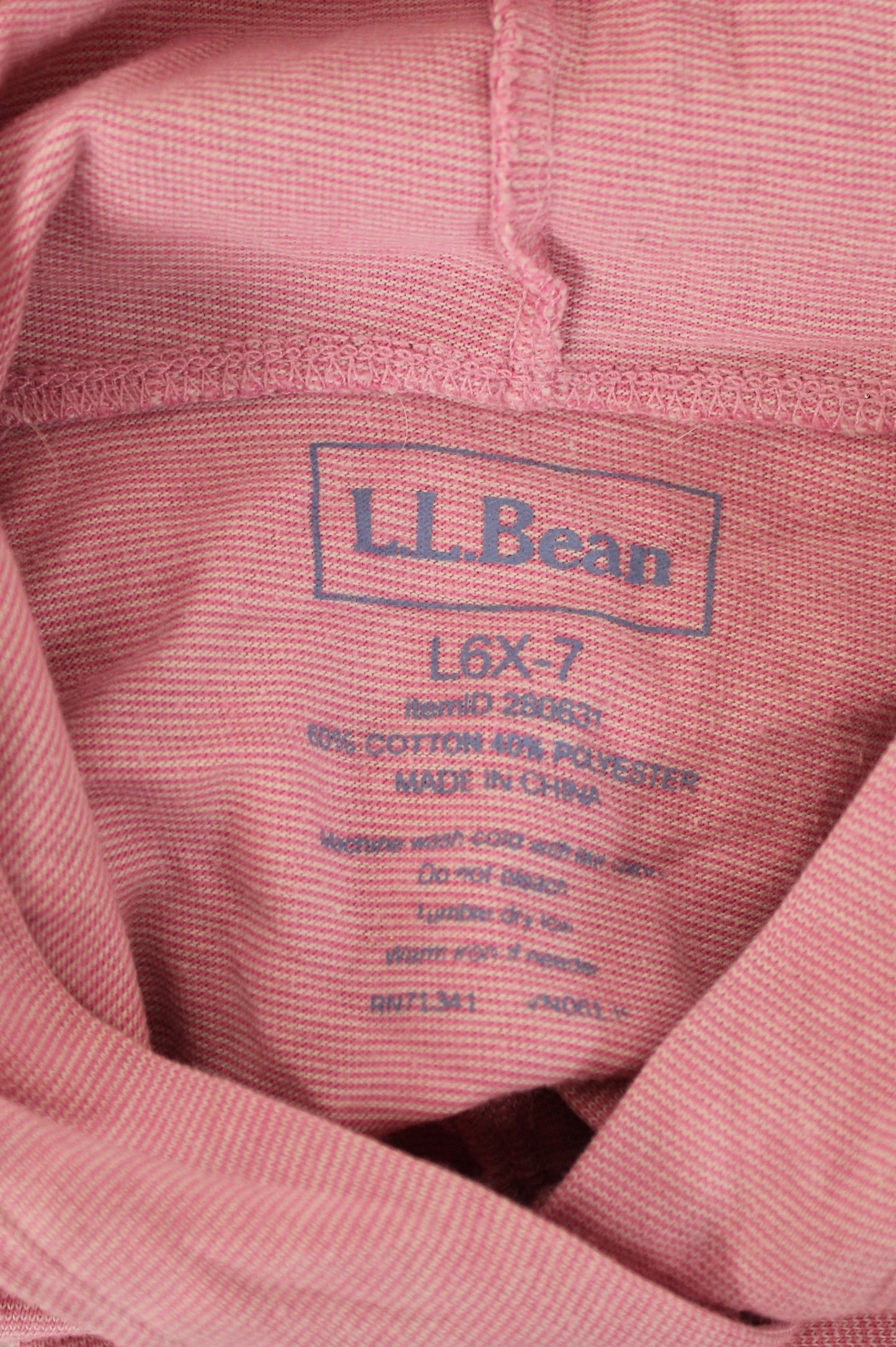 L.L. Bean Hooded Button Up Shirt, Pink, Girls L(6/7)