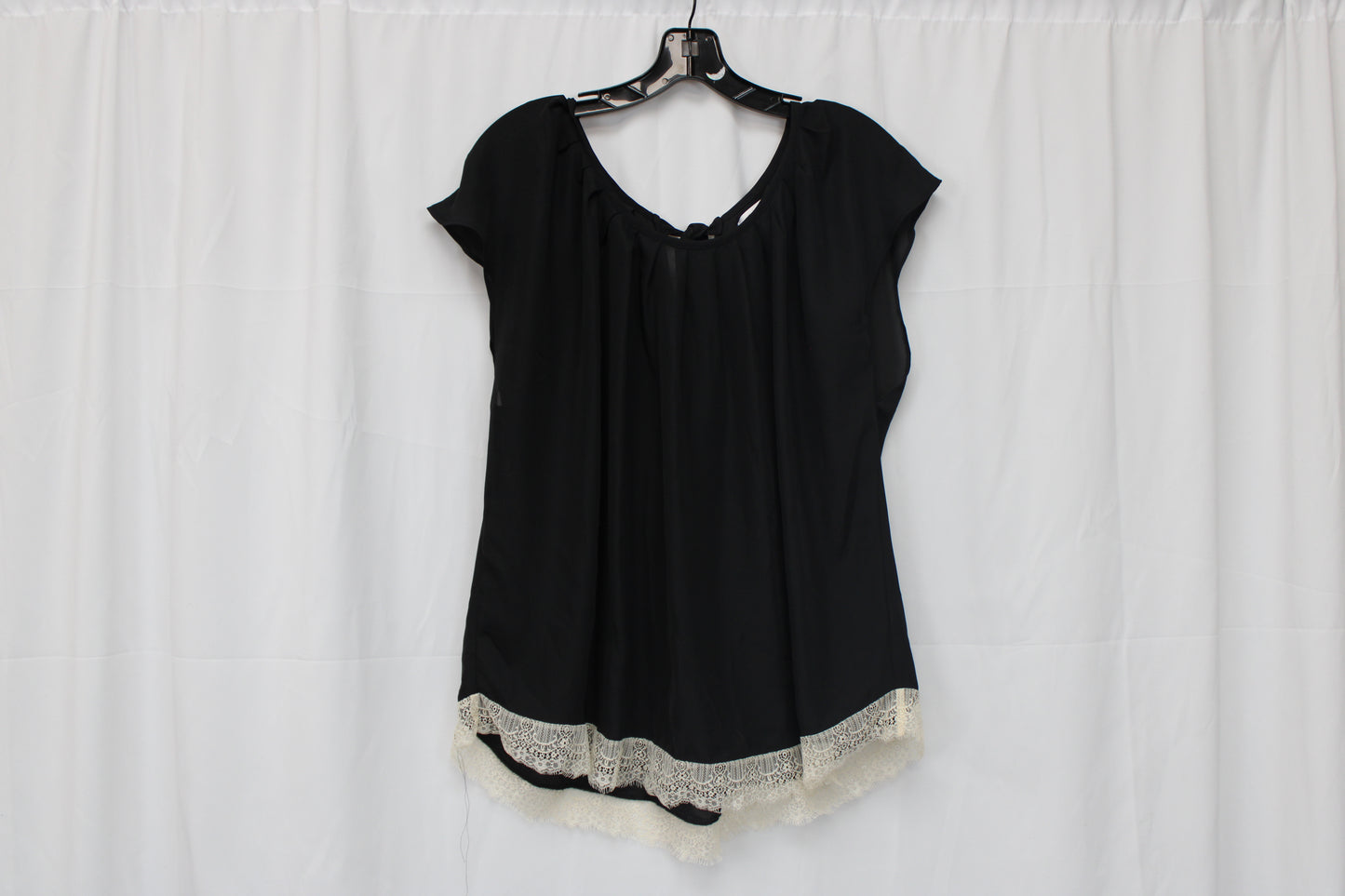 Lauren Conrad Short Sleeve Blouse, Black, Women’s XXL