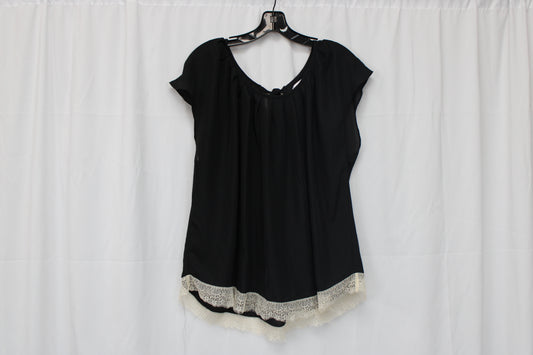 Lauren Conrad Short Sleeve Blouse, Black, Women’s XXL