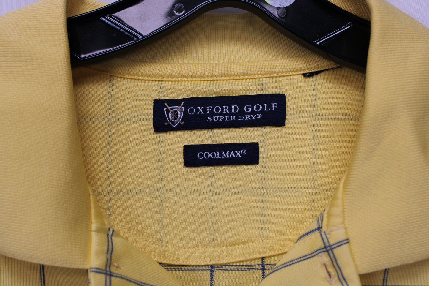 Oxford Golf Super Dry Cool Max Long Sleeve Plaid Shirt, Yellow, Men’s L