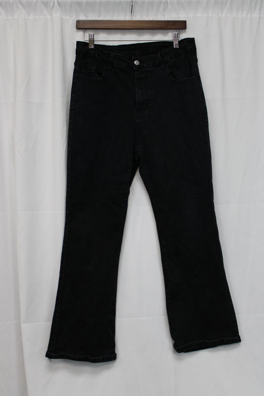 SHIEN Flared Bow Jeans, Black, Women’s XL