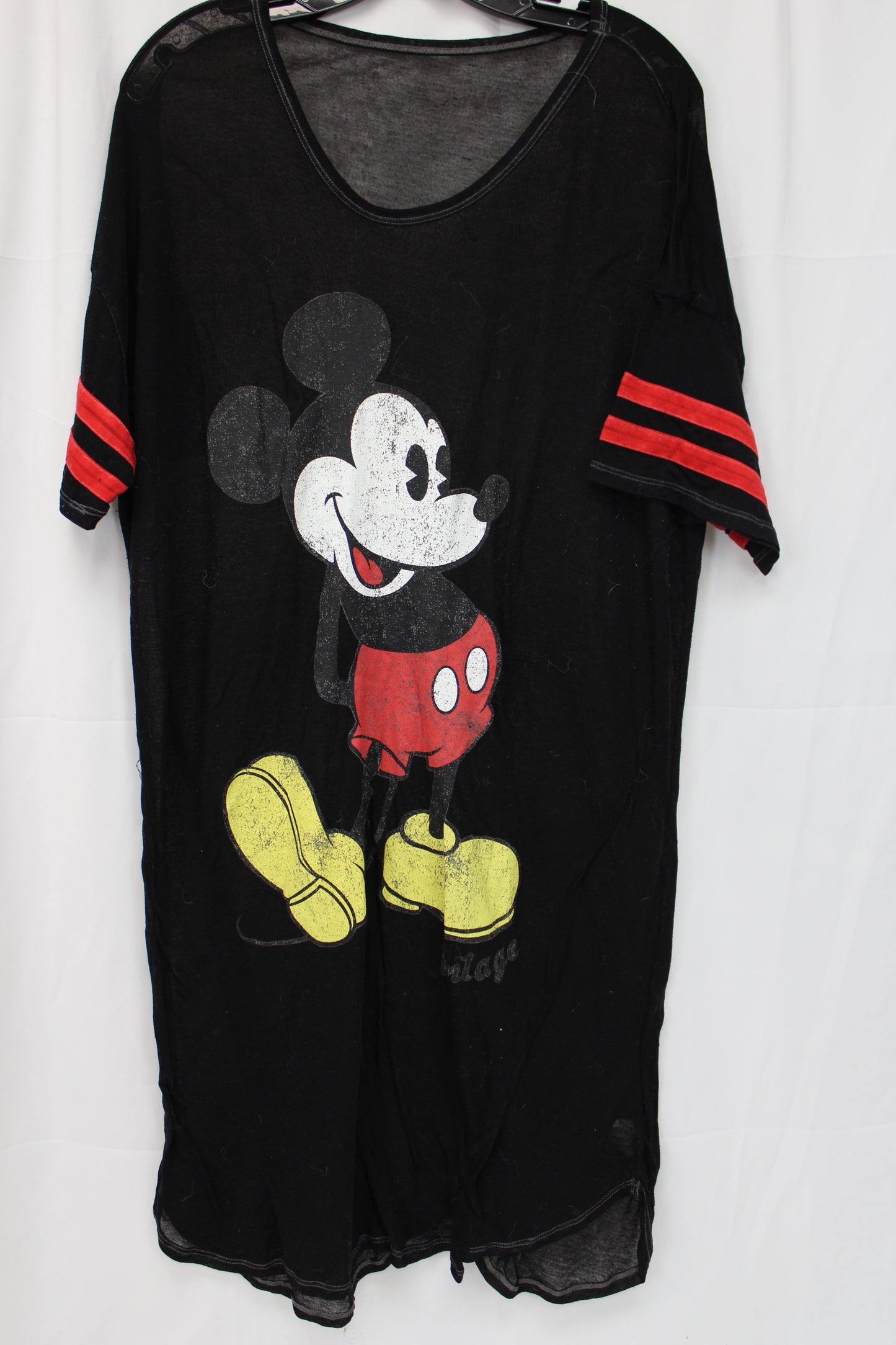 Disney Mickey Mouse Sheer T-Shirt Dress, Black/Red, Women’s XXL