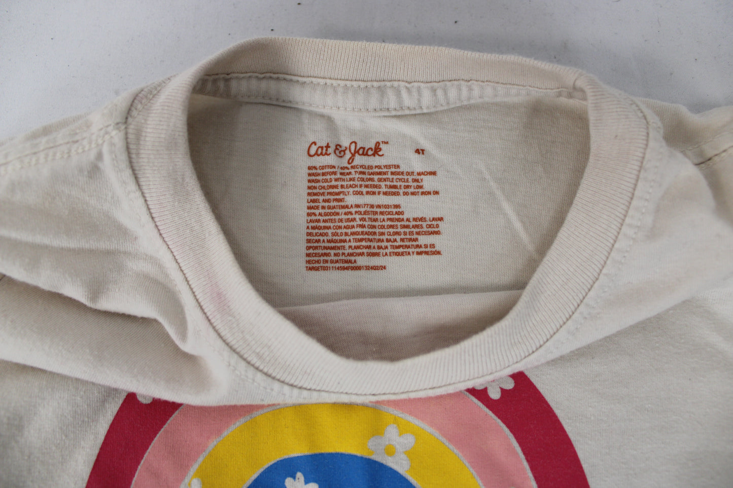 Cat & Jack Rainbow T-Shirt, White, Youth 4T