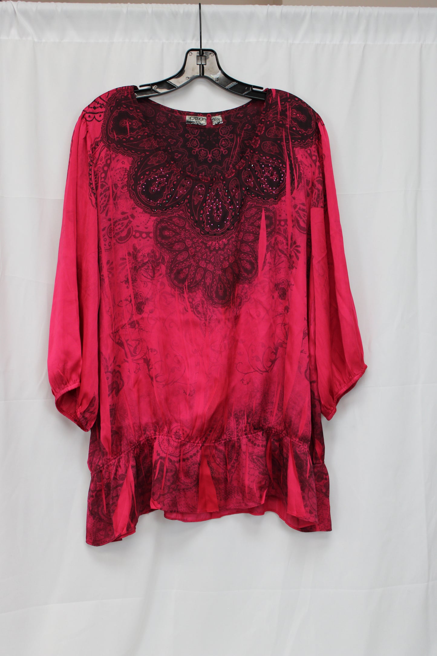 CATO Long Sleeve Patterned Blouse, Pink, Women’s 18/20