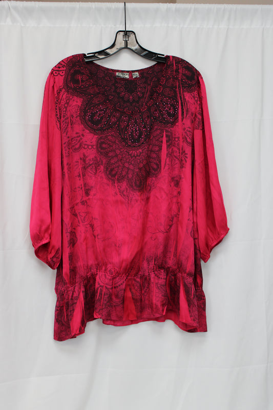 CATO Long Sleeve Patterned Blouse, Pink, Women’s 18/20