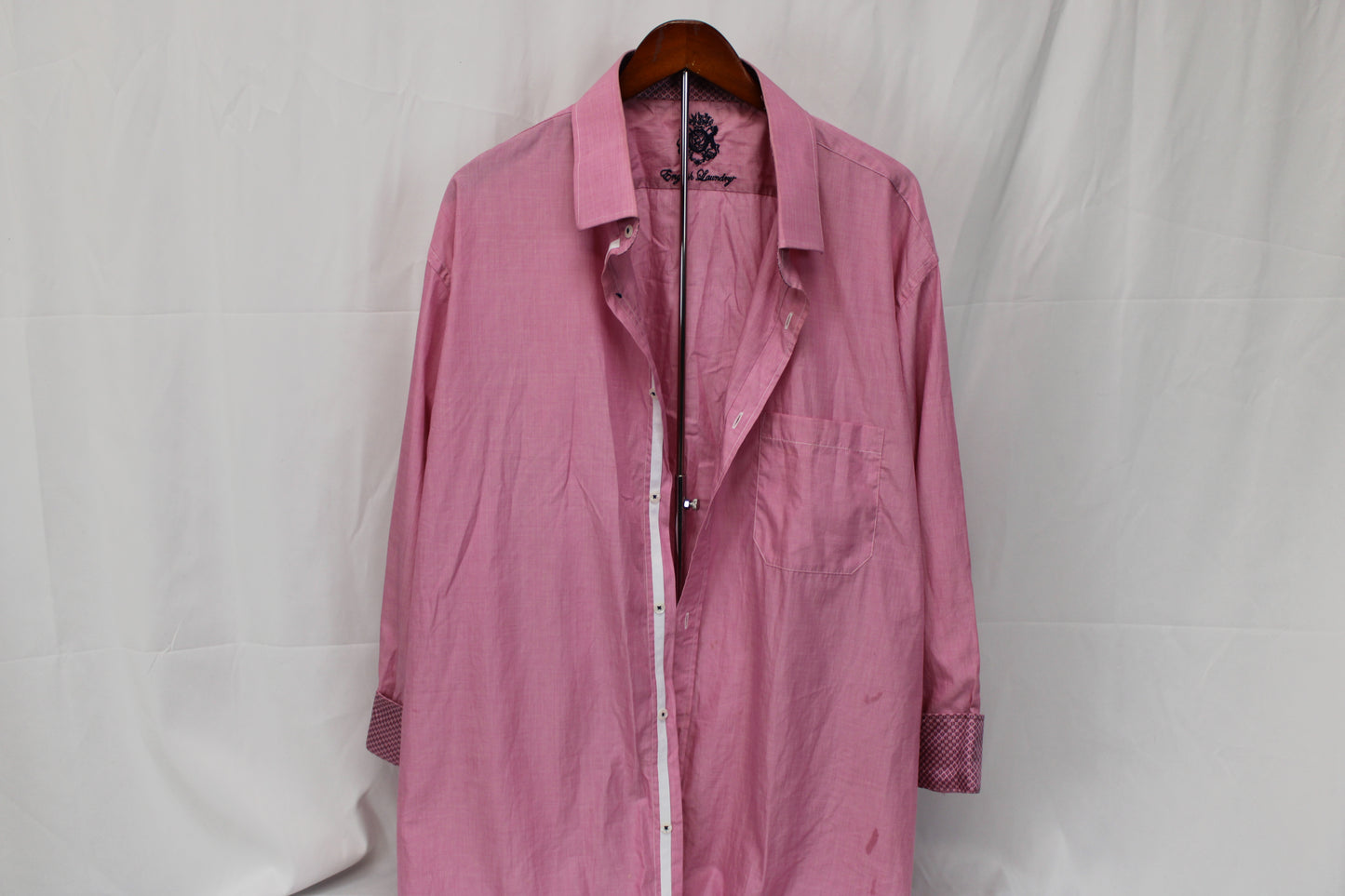 English Laundry Long Sleeve Button Down Dress Shirt, Pink, Men’s 19  34/35