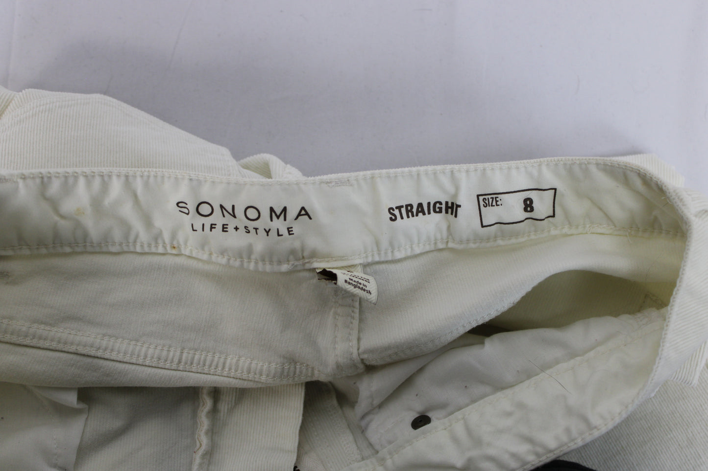 Sonoma Straight Leg Corduroy Pants, White, Women’s 8