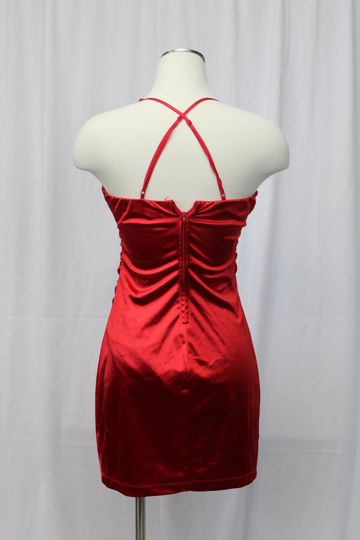 Honey & Rosie Spaghetti Strap Mini Dress, Red, Women’s M