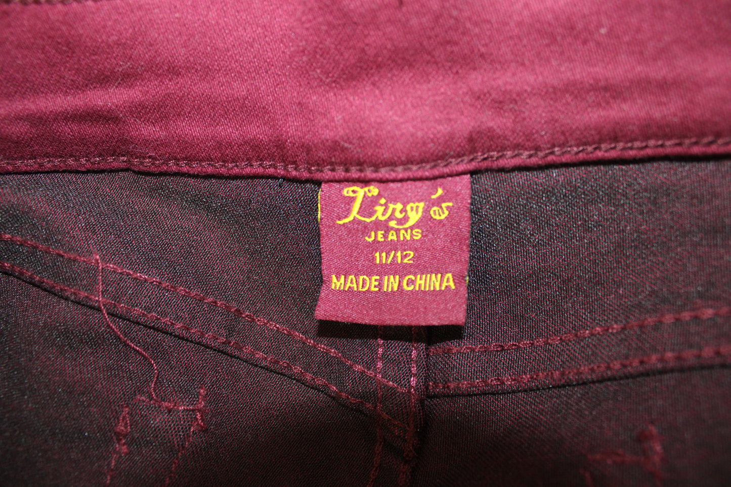 Ling’s Skinny Jeans, Maroon, Women’s 11/12