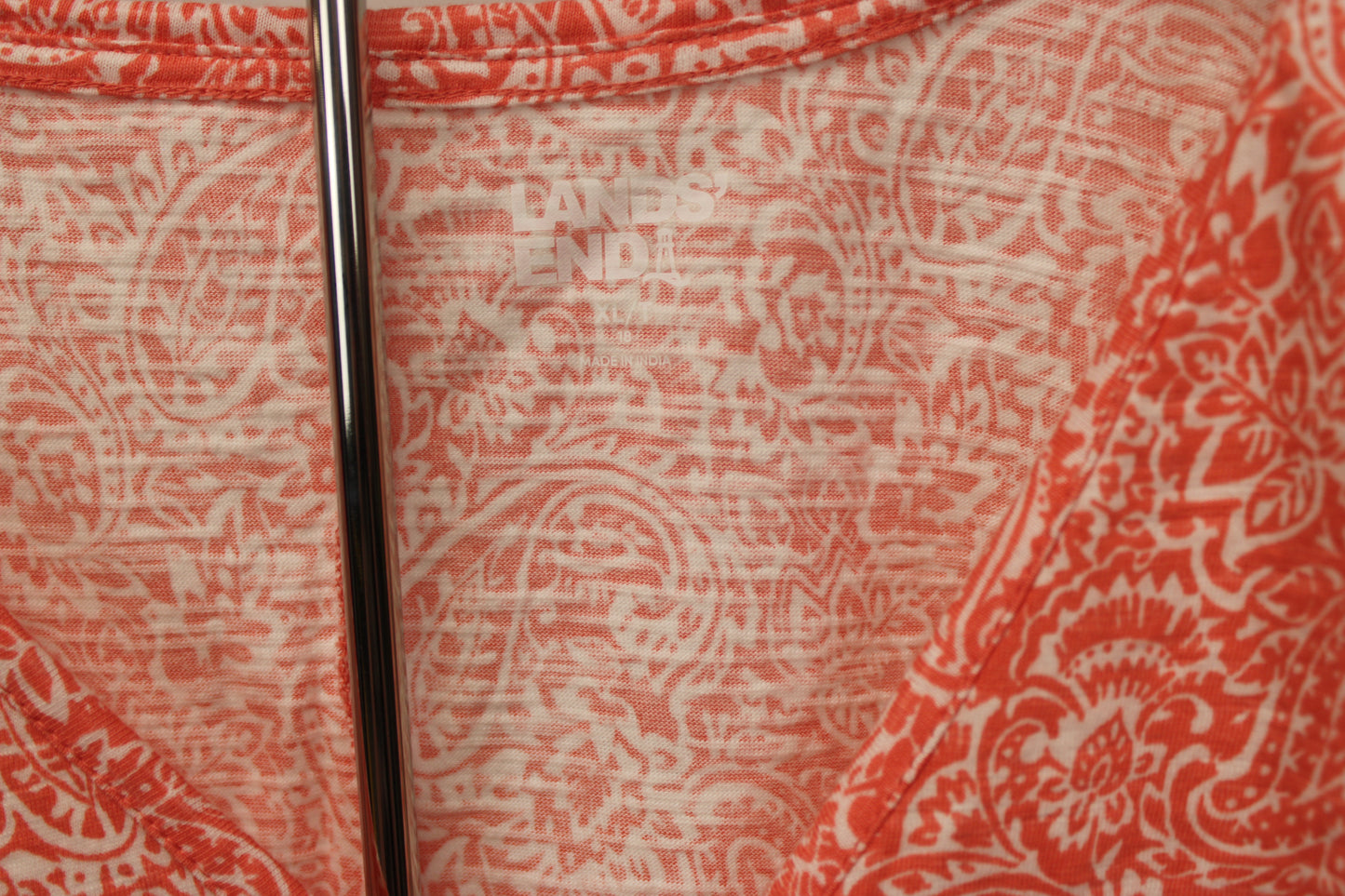 Land’s End Button Up Floral Tank Top, Coral, Women’s XL