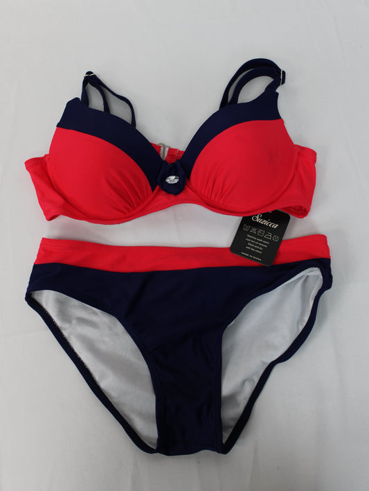 Suzicca Two Piece Swimsuit Set, Navy/Pink, Women’s S