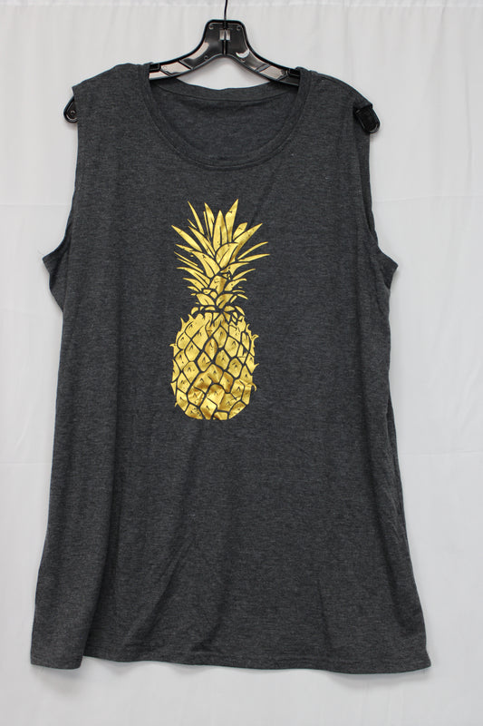 Women’s Pineapple Tank Top, Gray, XXL