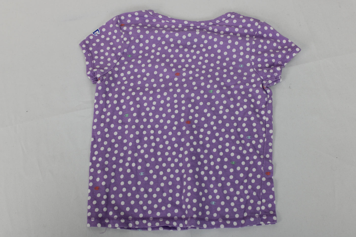 Champion Polka Dot Short Sleeve Shirt, Purple, Girls 2T