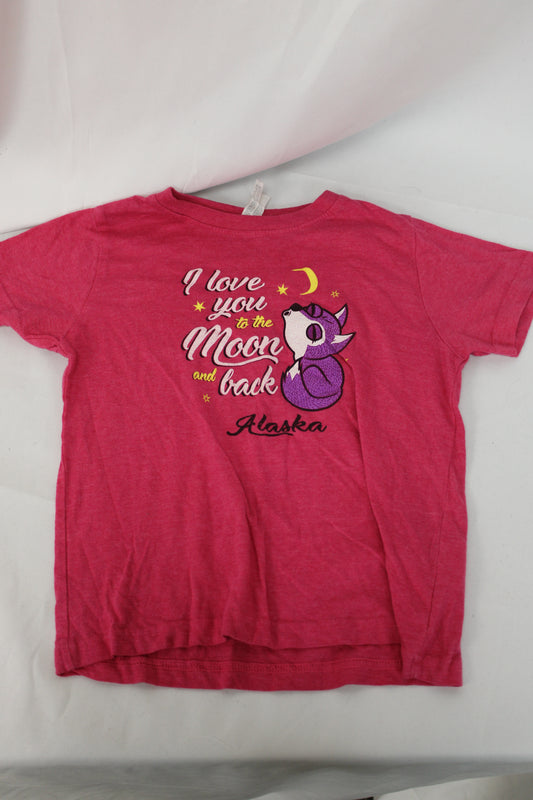 Rabbit Skins I Love You to the Moon and Back Alaska T-Shirt, Pink, Girls 4