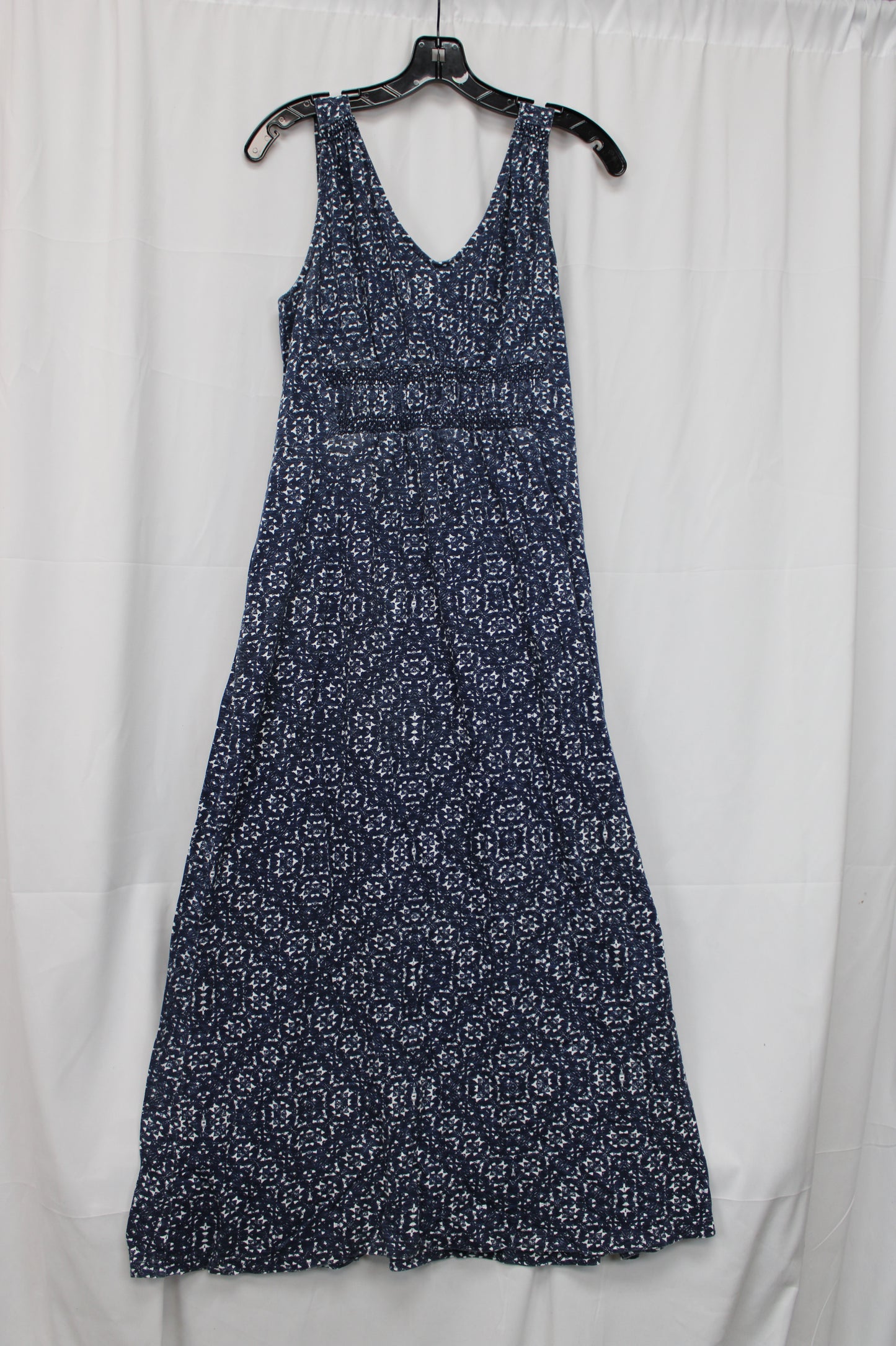 Eddie Bauer Floor Length Tank Top Patterned Dress, Blue, Women’s L
