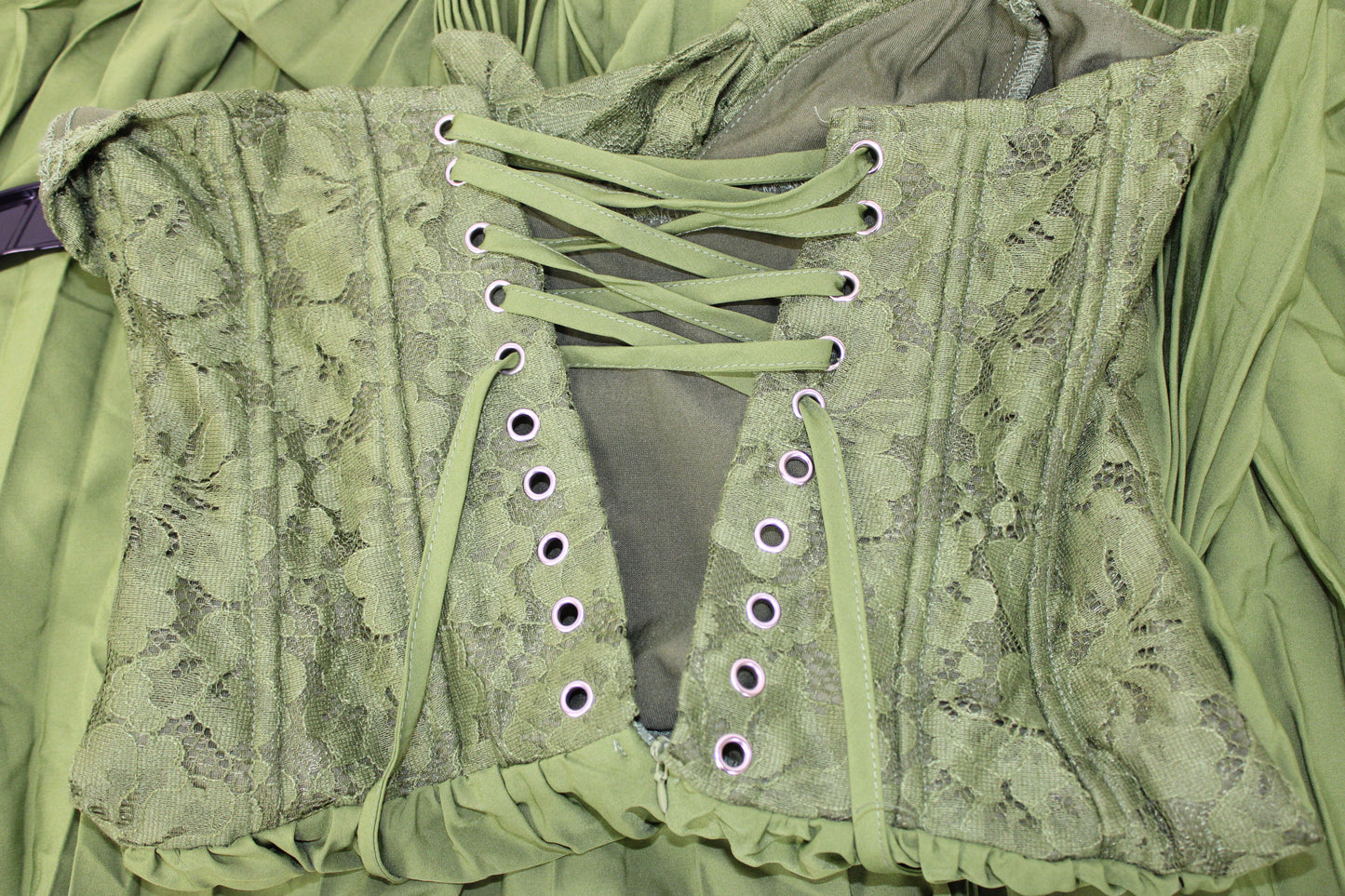 Women’s Floor Length Corset Dress, Green, XS