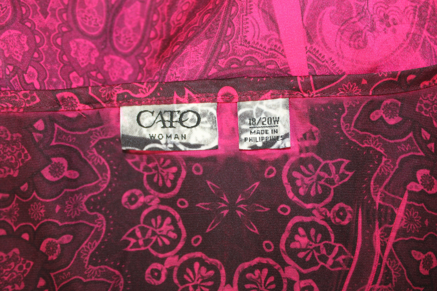 CATO Long Sleeve Patterned Blouse, Pink, Women’s 18/20