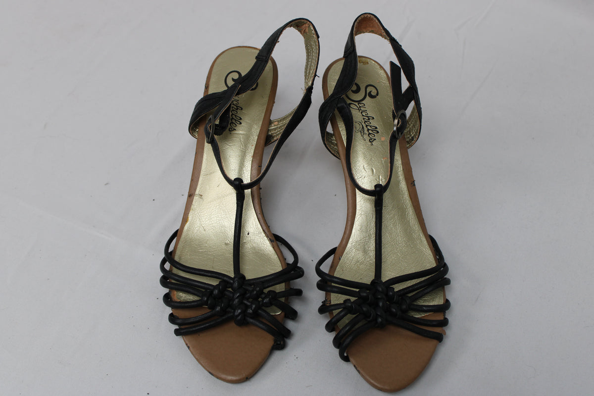 Seychelles Open Toe Strappy Heels, Black, Women’s 9