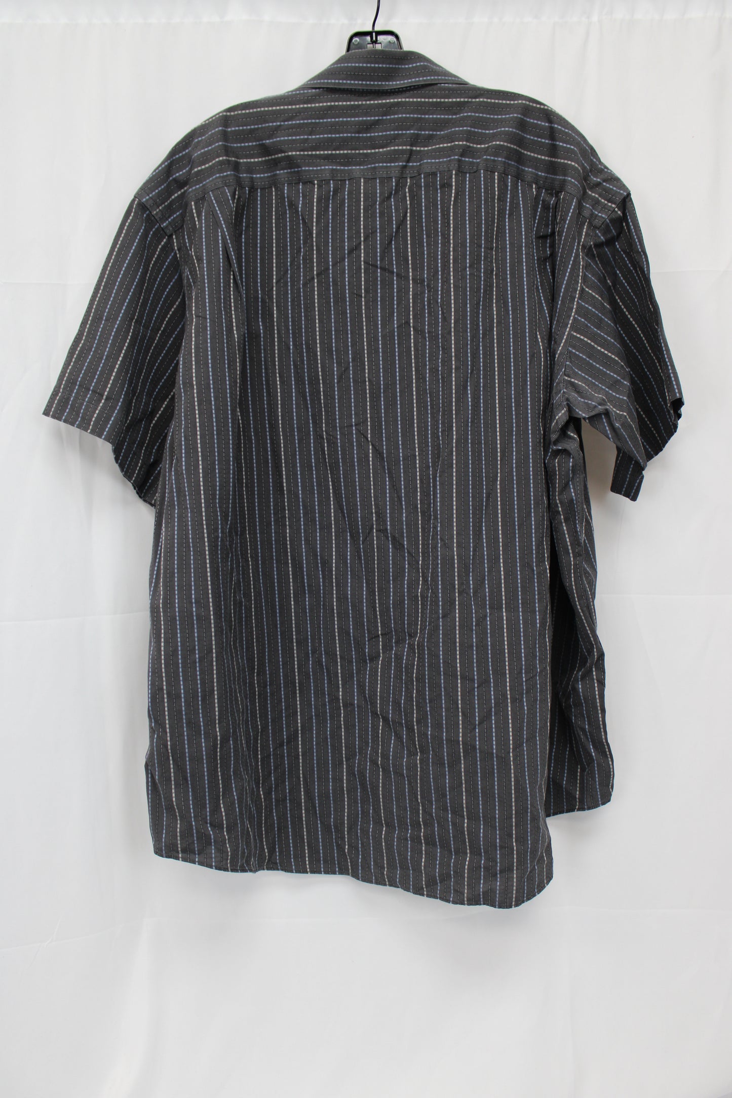 Pronto-Uomo Striped Button Up Shirt, Gray, Men’s XXL