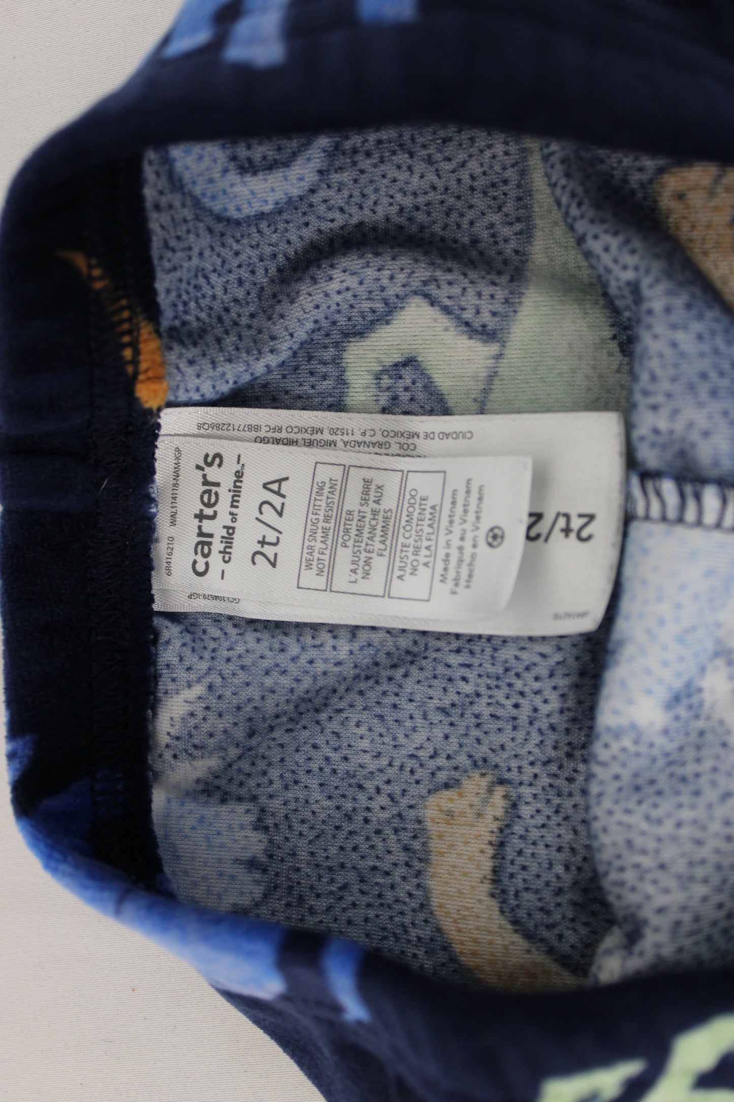 Carter’s Fleece Two Piece Dinosaur Pajama Set, Navy, 2T
