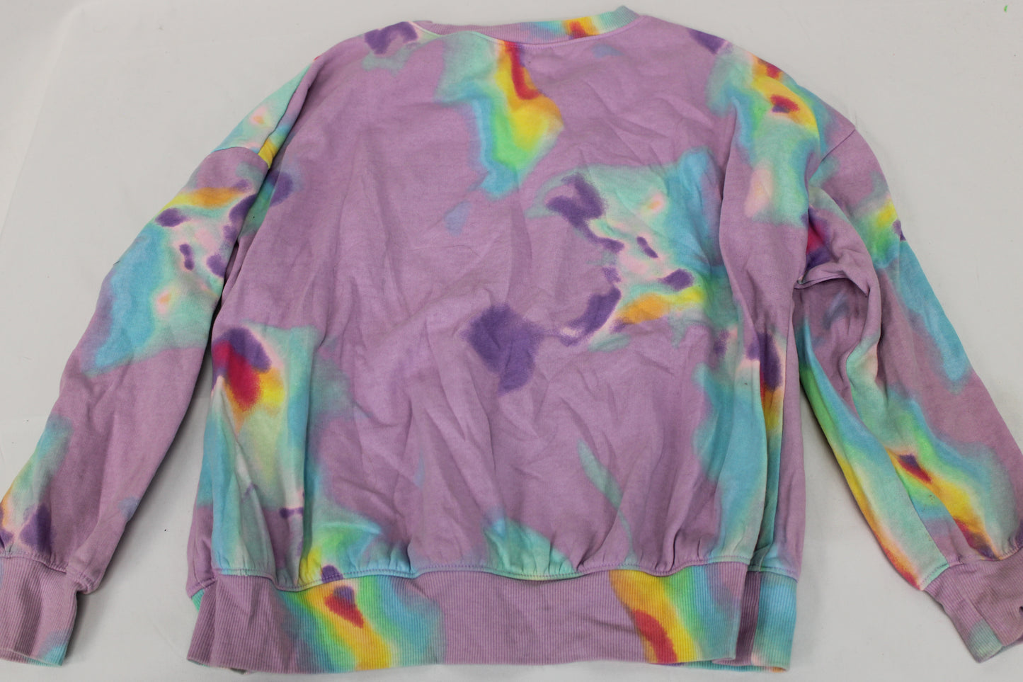 Justice Graphic Crewneck Tie Dye Sweater, Purple, Girls L