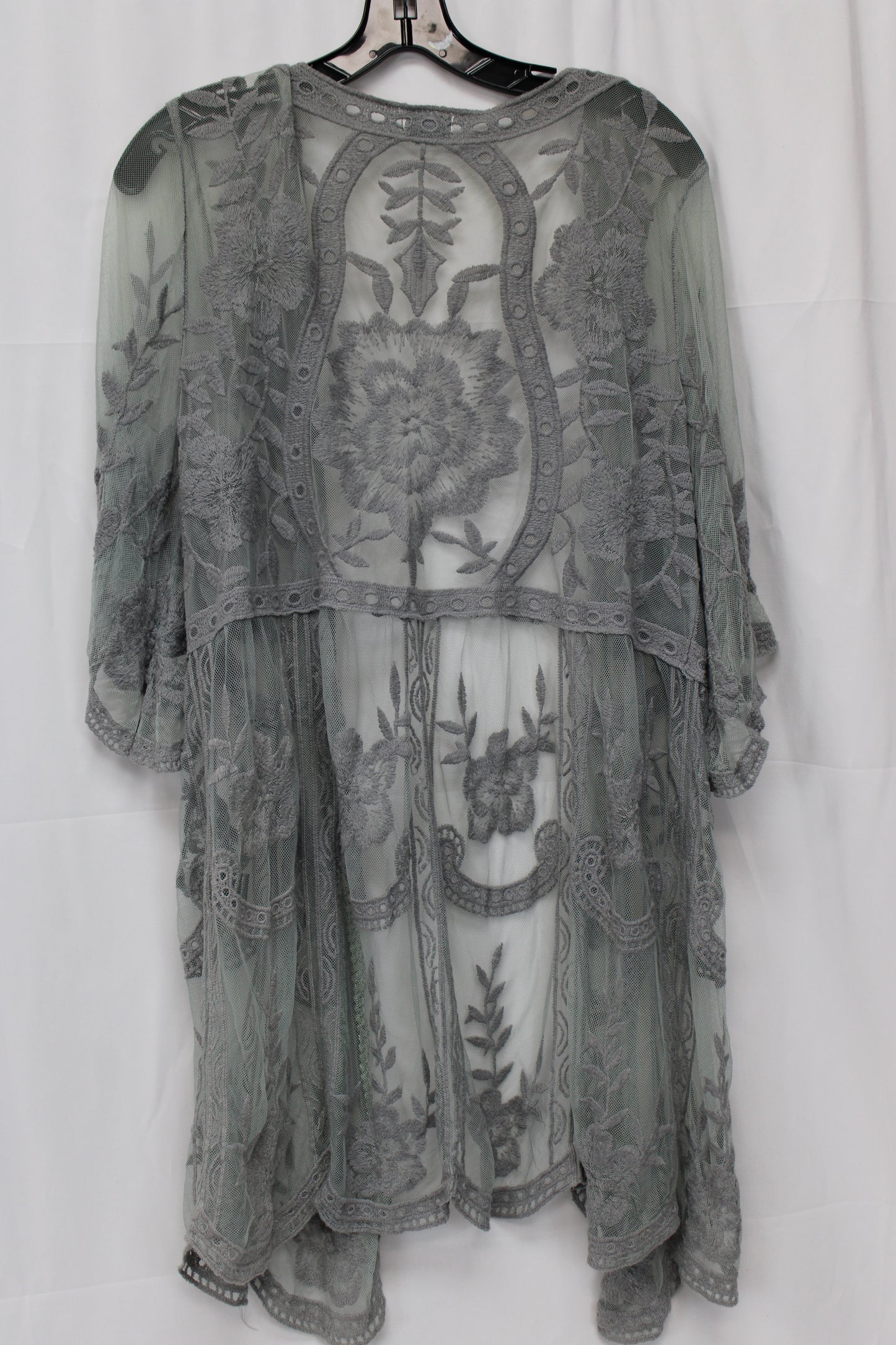 POL Sheer Cardigan, Gray/Blue, Women’s M