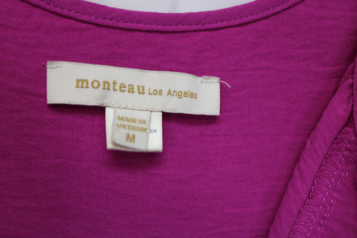Monteau Short Sleeve Dress with Pockets, Pink, Women’s M