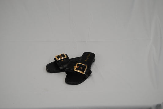 Teng Boxy black leather slide sandal, women's 37 (6.5)