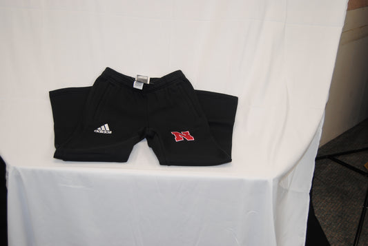 Adidas Nebraska Huskers black logo sweatpants, youth M (new)