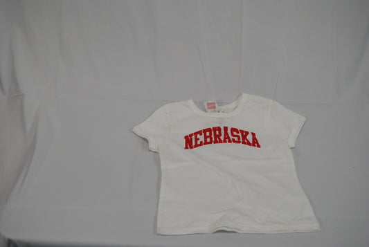 Nebraska letter tee, white/red, Youth Small (4/5) (new)