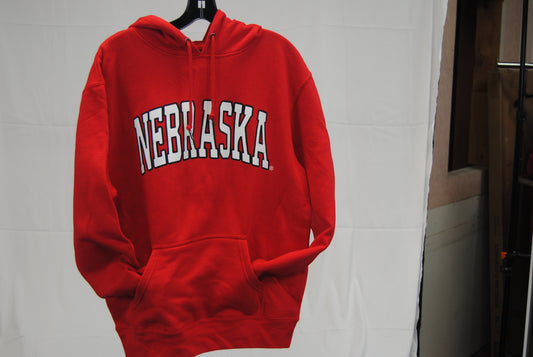Nebraska hooded sweatshirt, red/blk, Men's XL (new)