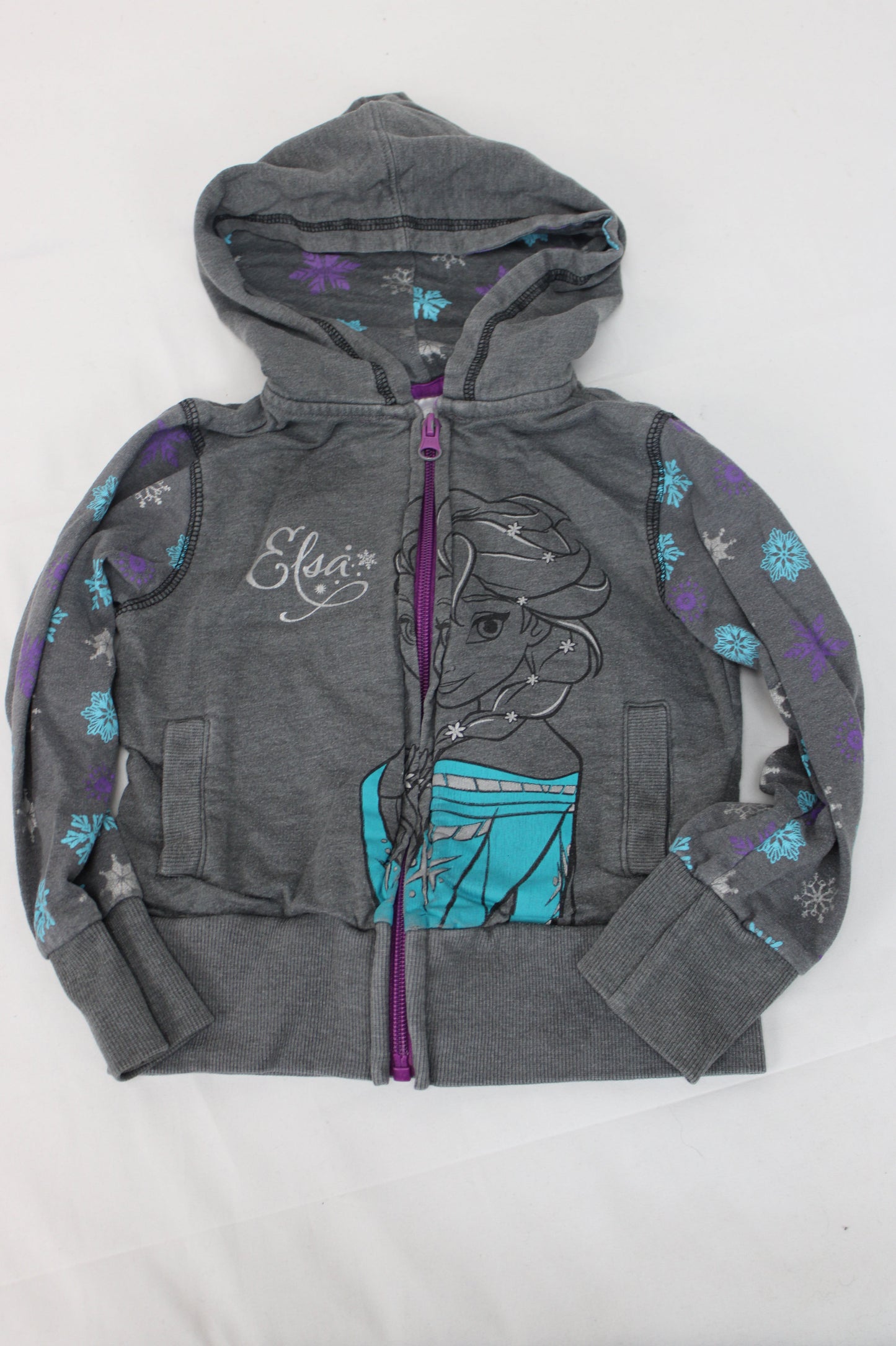 Disney Frozen Elsa Zip Up Hoodie, Gray, Girls 4