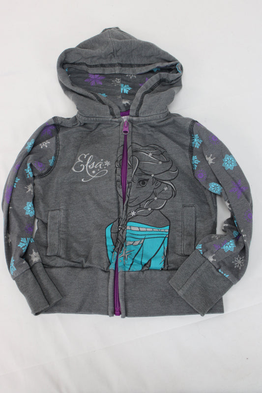 Disney Frozen Elsa Zip Up Hoodie, Gray, Girls 4
