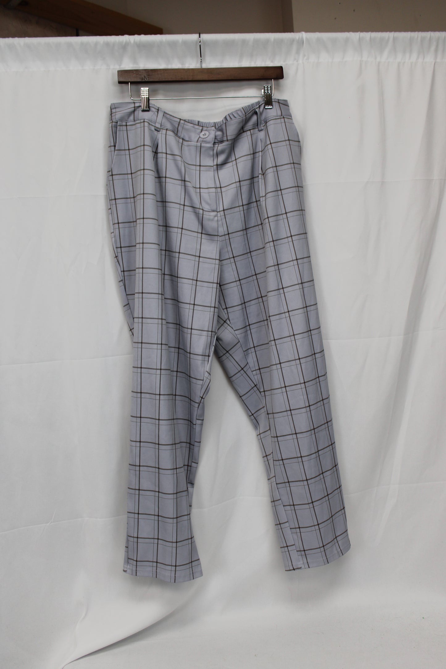 Grace Karin Plaid Pants, Gray, Women’s XXL