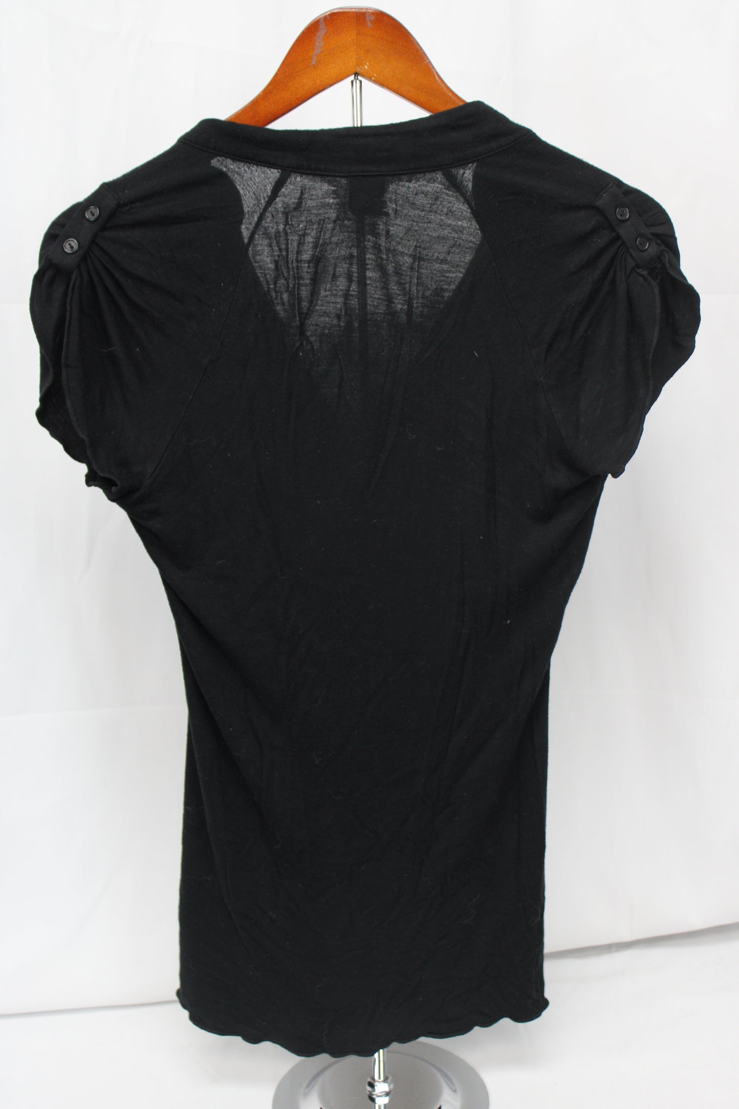 V1 Couture Short Sleeve Blouse, Black, Women’s M