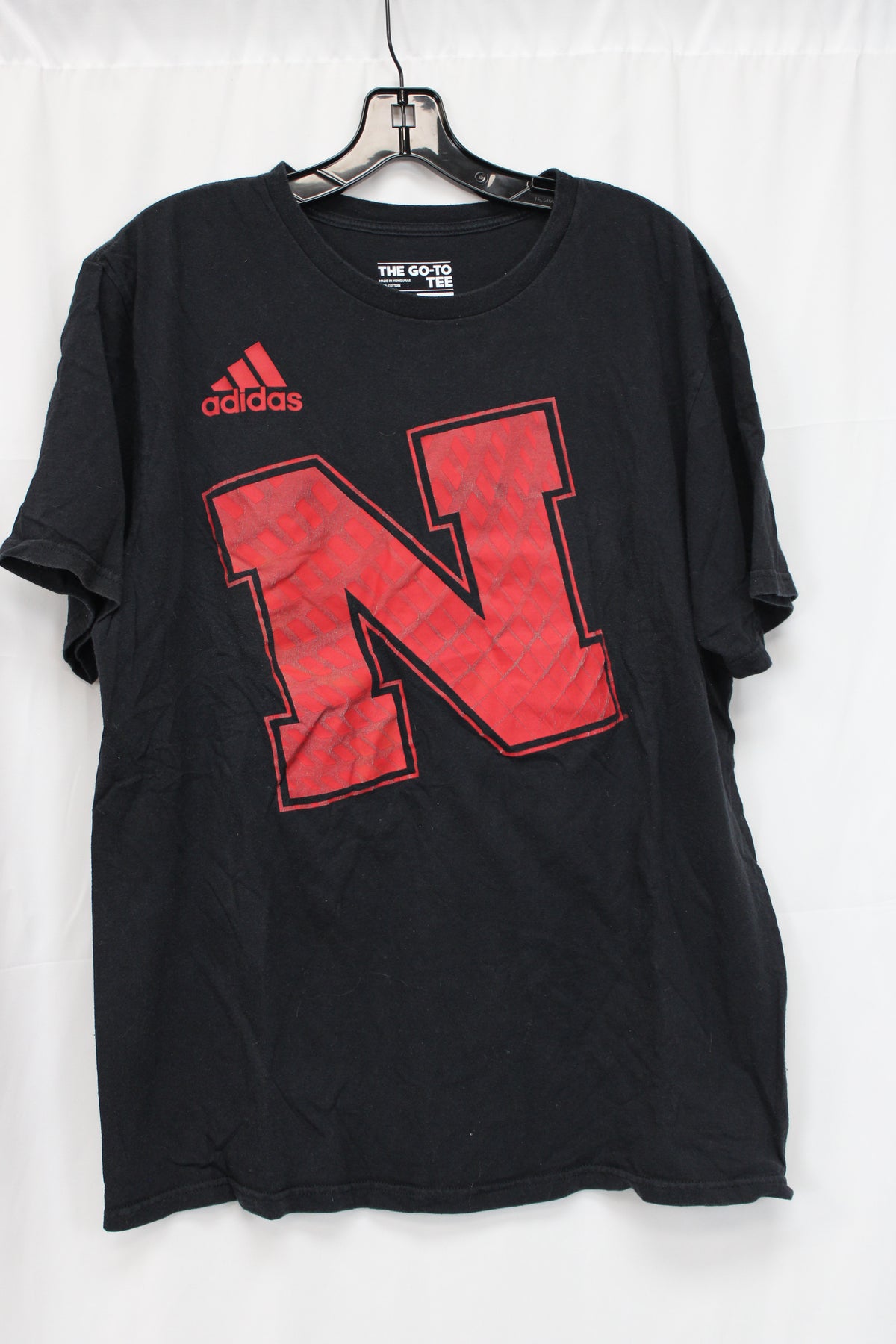 Adidas The Go-To Tee Short Nebraska Short Sleeve Shirt, Black, Men’s L