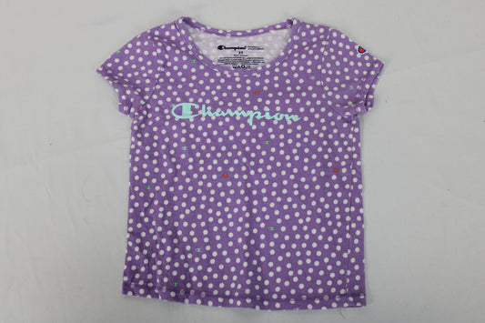 Champion Polka Dot Short Sleeve Shirt, Purple, Girls 2T
