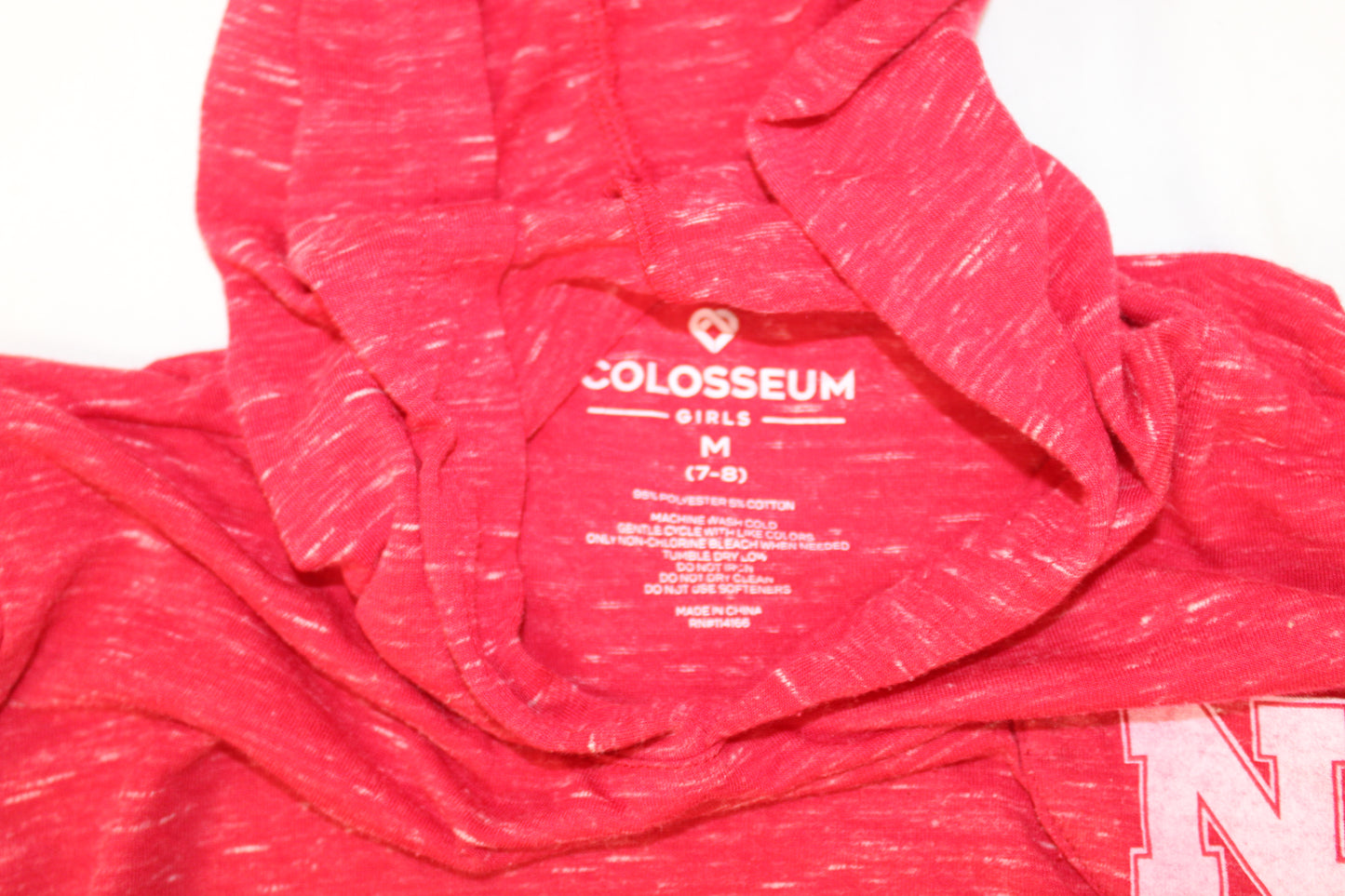Colosseum Nebraska Hooded Long Sleeve Shirt, Red, Girls M