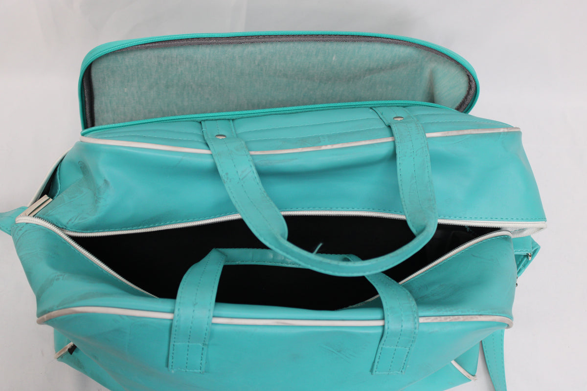 Gemline 1970s Vintage Leather Travel Duffle Bag, Blue