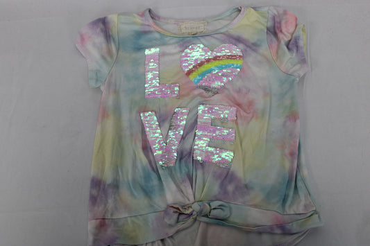 Btween Tie Dye Sequin Love T-Shirt, Girls 7