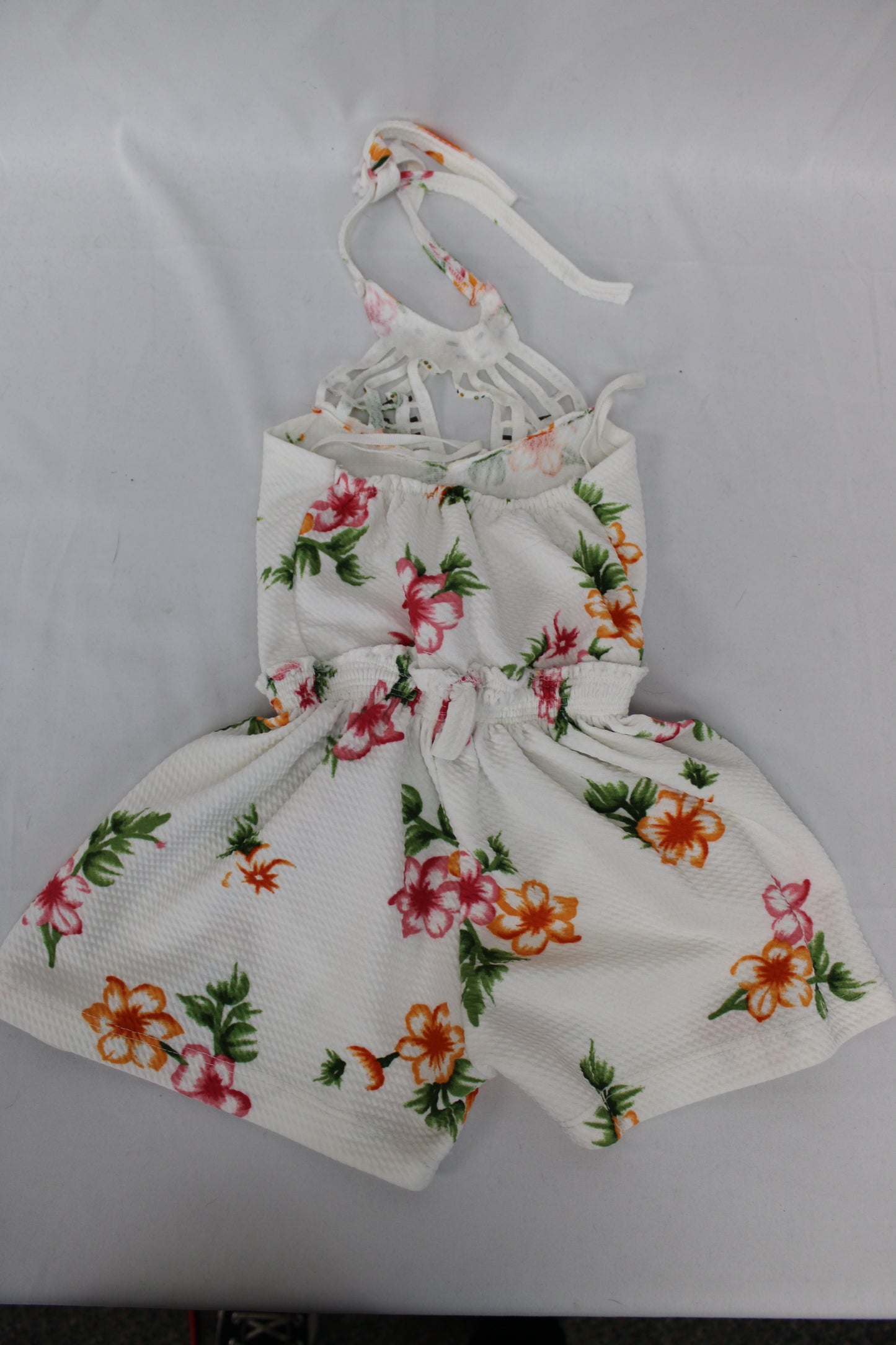 Floral Halter Top Romper, White, 1T